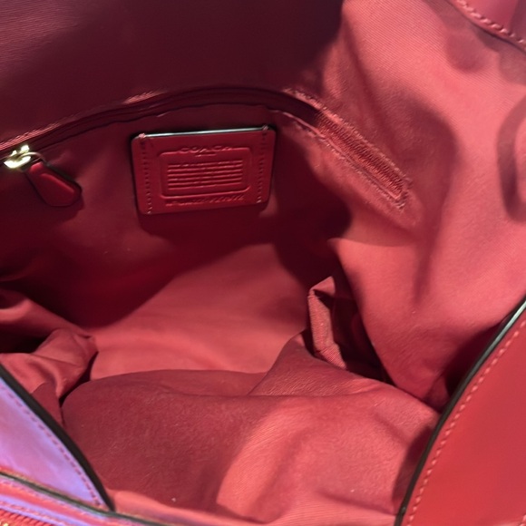 Coach Red Signature Lexy Brown Shoulder Bag Purse Leather Valentine - Picture 13 of 15